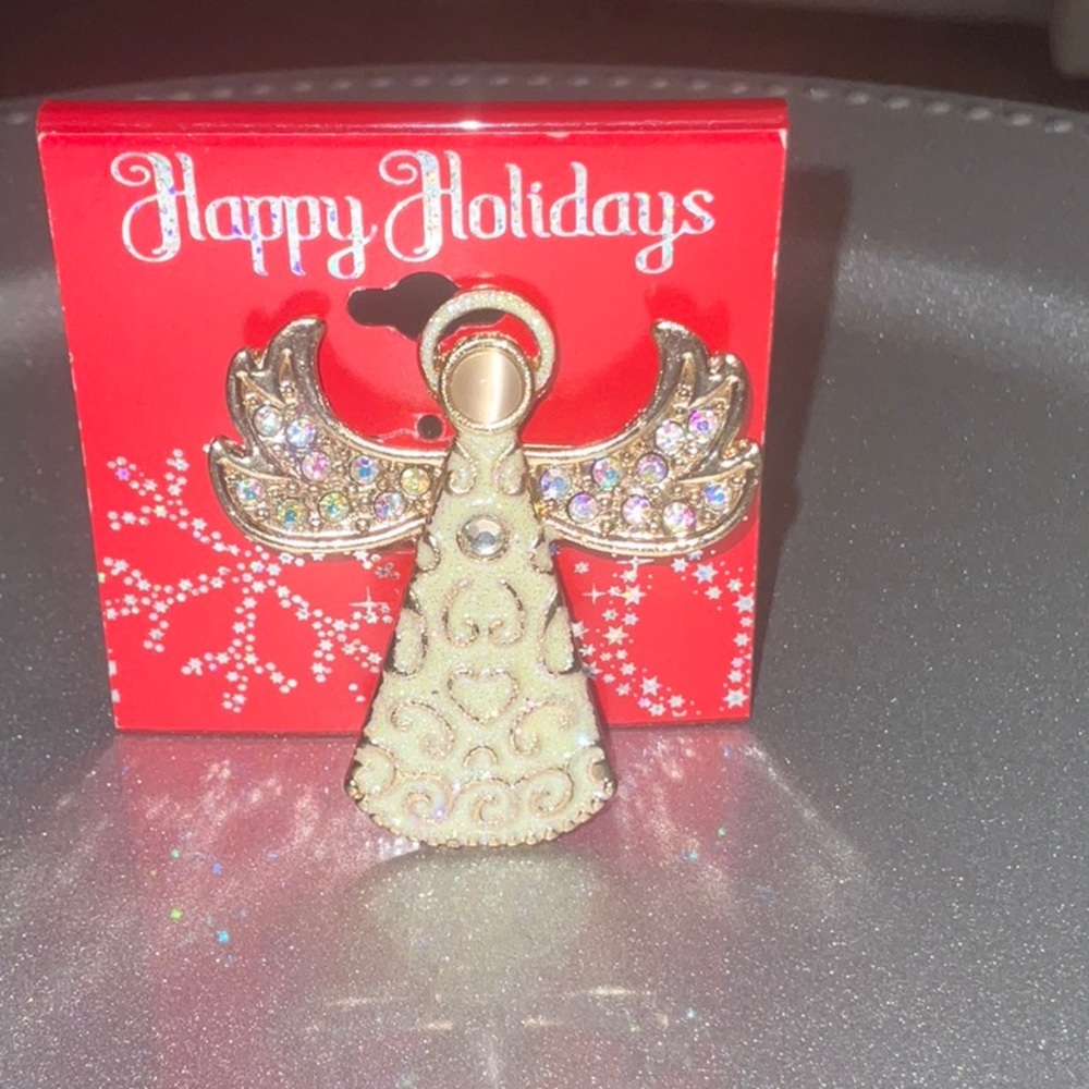 NWT Happy Holidays Angel Brooch